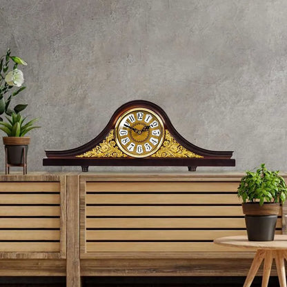 Napoleon Mantel Clock – Long Low Design, 50 cm, Brown & Gold - photo 3