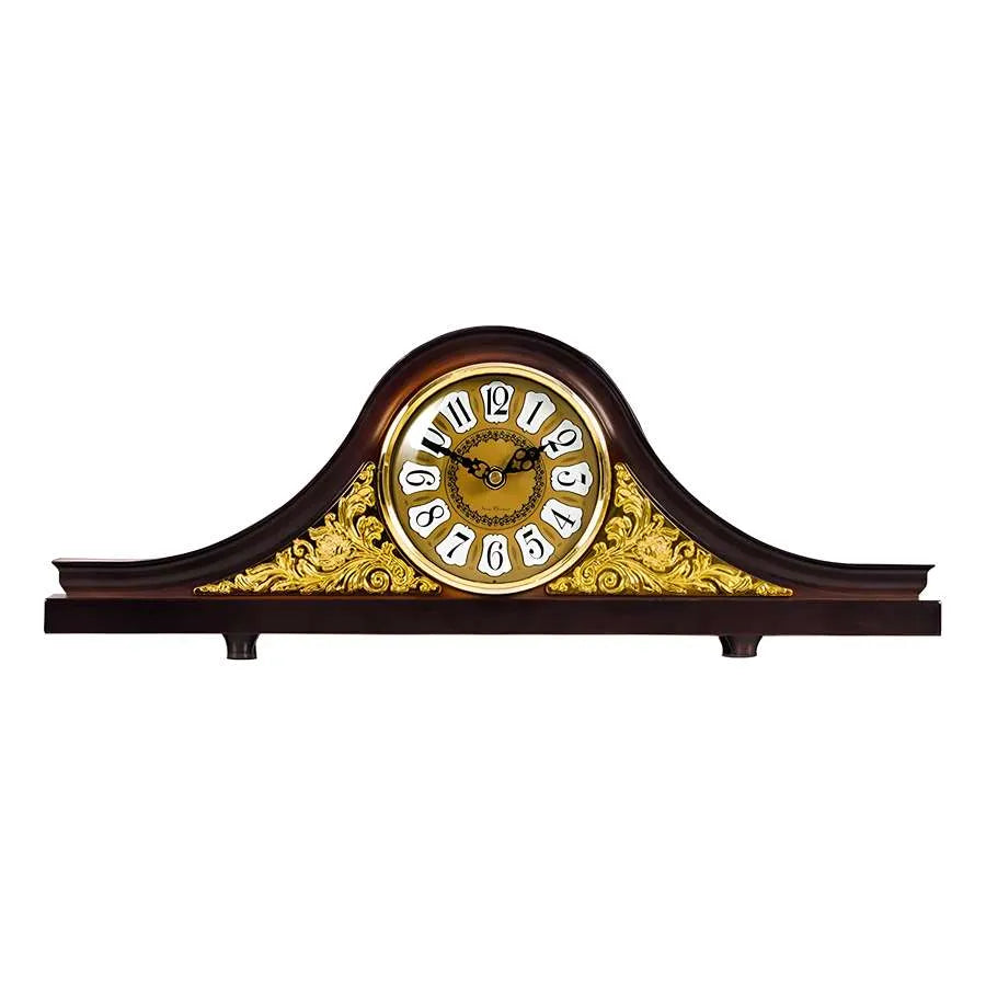 Napoleon Mantel Clock – Long Low Design, 50 cm, Brown & Gold