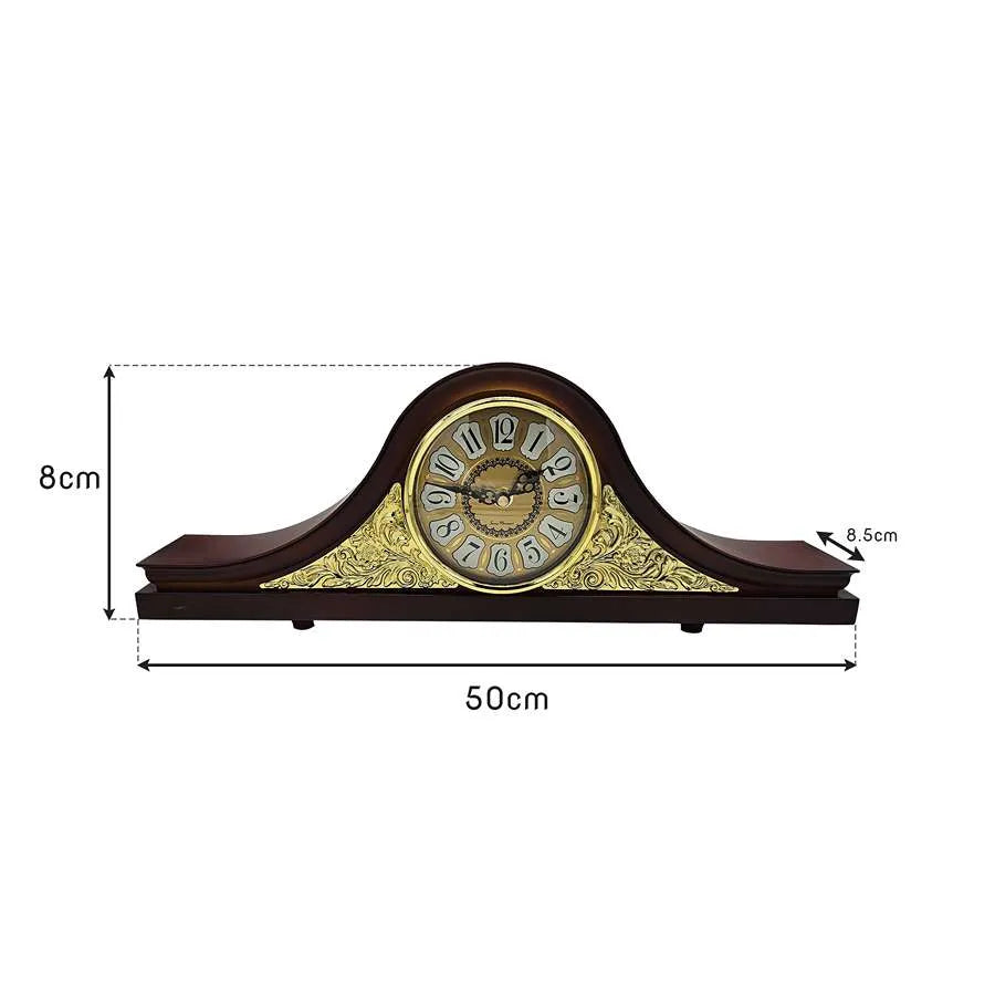 Napoleon Mantel Clock – Long Low Design, 50 cm, Brown & Gold - photo 5