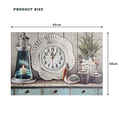 Seaside Lighthouse Picture Wall Clock – 60 x 40 cm, Wooden - photo 3