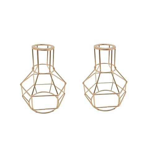 Nest Cage Lamp Shade – Easy Fit with Reducer Ring - with Reducer Ring, French Gold, Pack of 2