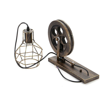Pulley Wheel Wall Light with Cage – Black, Copper or Silver, E27 - photo 13