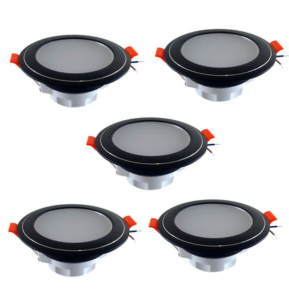 5W LED Recessed Downlight – Round, Black Trim, Cool White - Standard, Pack of 5, Without Bulb