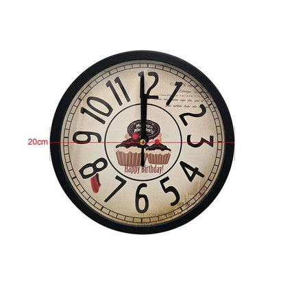 Happy Birthday Cupcake Wall Clock – 20 cm, Black Frame, Non-Ticking - photo 3