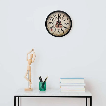 Happy Birthday Cupcake Wall Clock – 20 cm, Black Frame, Non-Ticking - photo 4