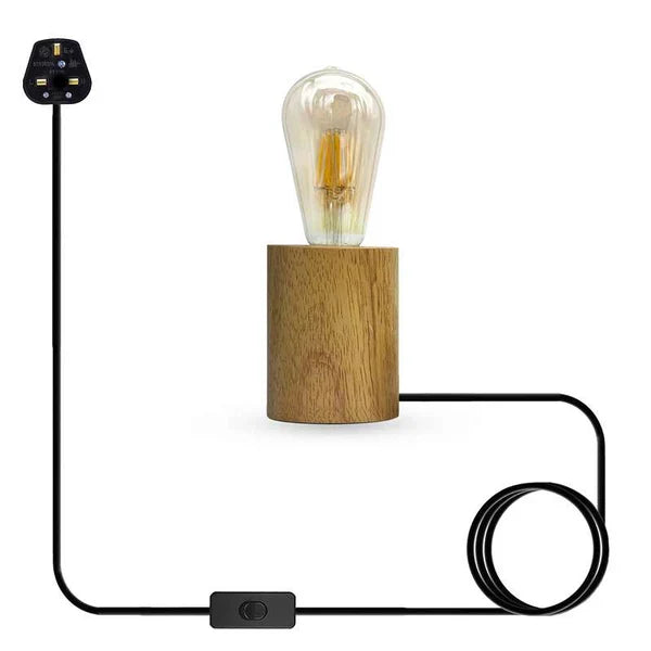 Nordic Wooden Table Lamp Base E27 – Diamond, Round & Square - photo 11
