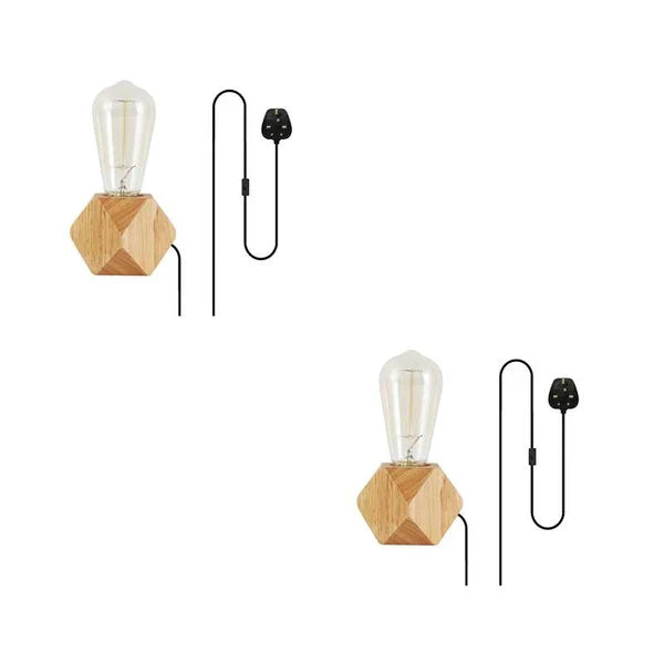 Nordic Wooden Table Lamp Base E27 – Diamond, Round & Square - photo 12
