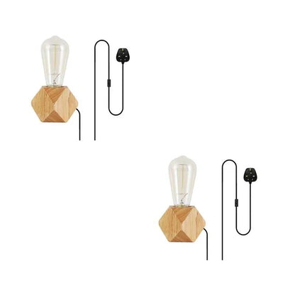 Nordic Wooden Table Lamp Base E27 – Diamond, Round & Square - photo 12