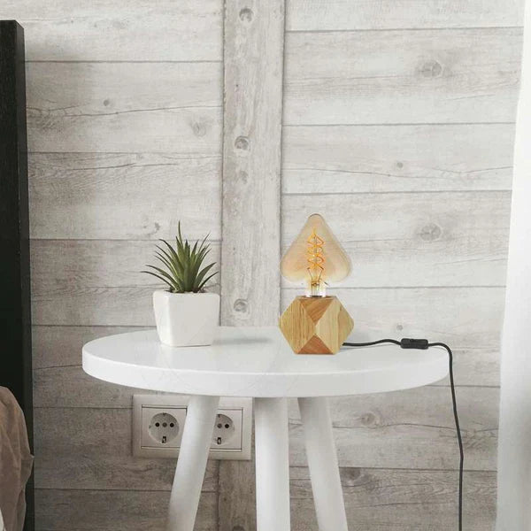 Nordic Wooden Table Lamp Base E27 – Diamond, Round & Square - photo 13