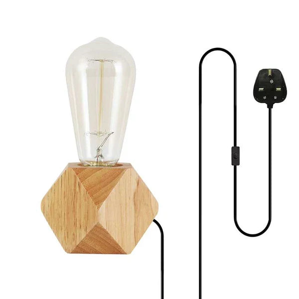 Nordic Wooden Table Lamp Base E27 – Diamond, Round & Square - photo 16