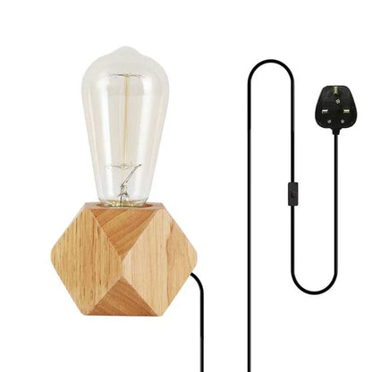 Nordic Wooden Table Lamp Base E27 – Diamond, Round & Square - photo 16