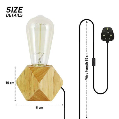 Nordic Wooden Table Lamp Base E27 – Diamond, Round & Square - photo 17