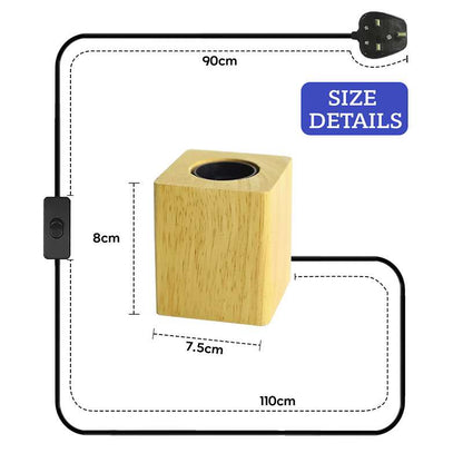 Nordic Wooden Table Lamp Base E27 – Diamond, Round & Square - photo 5