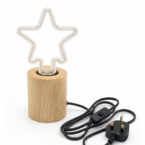 Nordic Wooden Table Lamp Base E27 – Diamond, Round & Square - Single, Round, Spiral Filament Bulb 8W