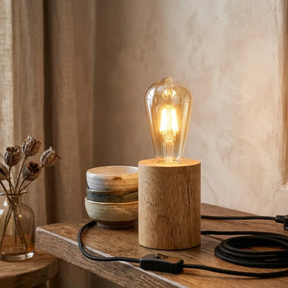 Nordic Wooden Table Lamp Base E27 – Diamond, Round & Square - photo 19