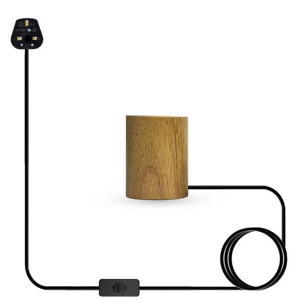 Nordic Wooden Table Lamp Base E27 – Diamond, Round & Square - Single, Round, Without Bulb