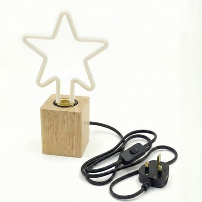 Nordic Wooden Table Lamp Base E27 – Diamond, Round & Square - Single, Square, Spiral Filament Bulb 8W