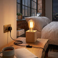 Nordic Wooden Table Lamp Base E27 – Diamond, Round & Square