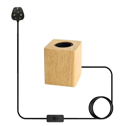 Nordic Wooden Table Lamp Base E27 – Diamond, Round & Square - Single, Square, Without Bulb