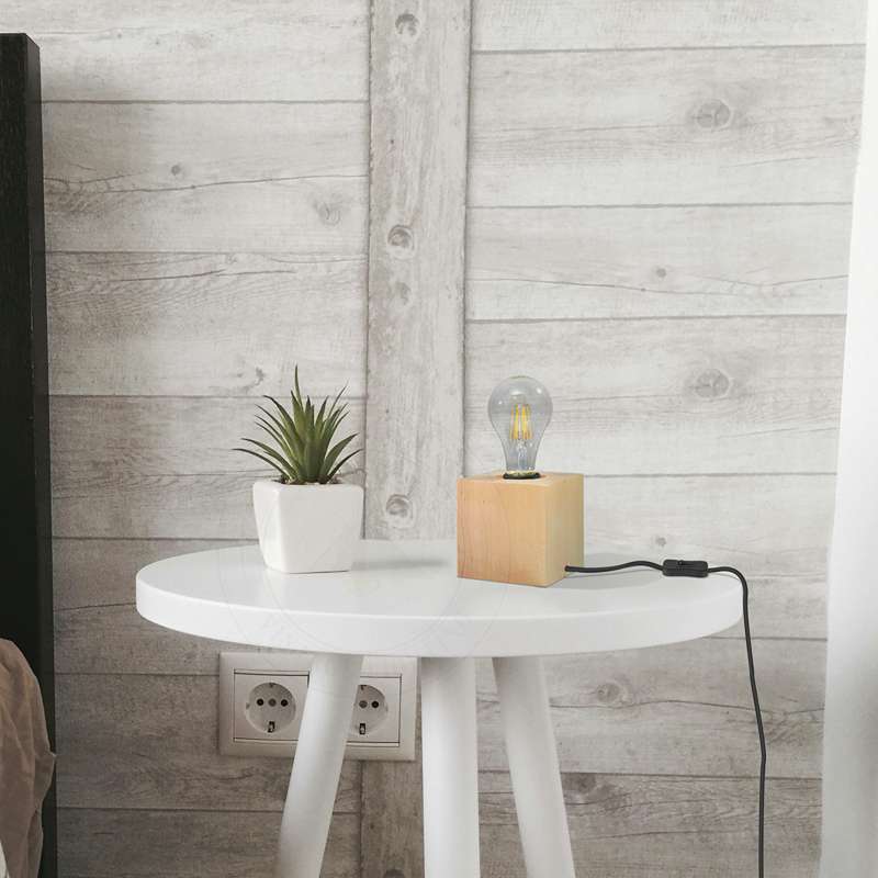 Nordic Wooden Table Lamp Base E27 – Diamond, Round & Square - photo 2