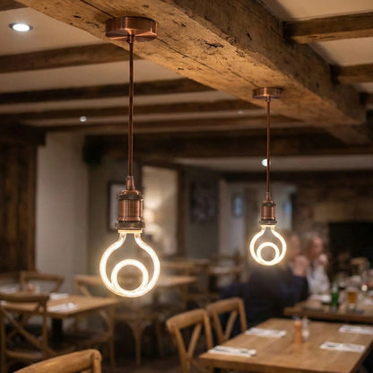 Copper Pendant Light – Novelty LED Filament Bulb or Metal Shade, E27 - photo 9