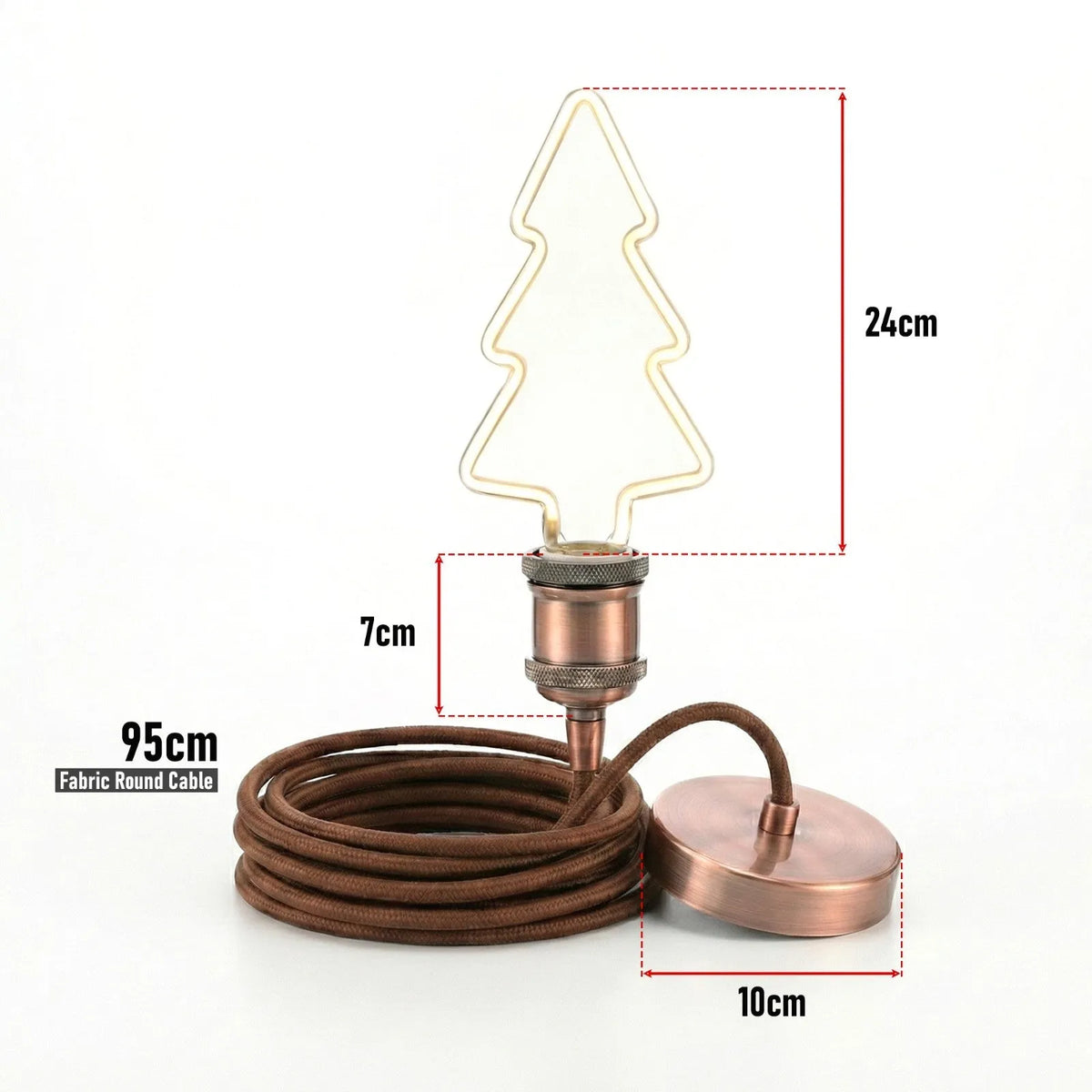 Copper Pendant Light – Novelty LED Filament Bulb or Metal Shade, E27 - photo 3