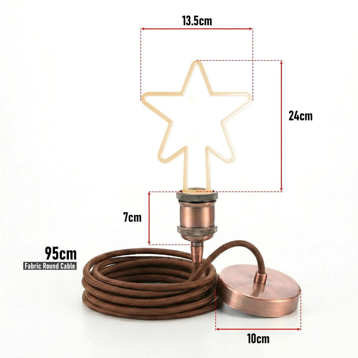 Copper Pendant Light – Novelty LED Filament Bulb or Metal Shade, E27 - photo 4