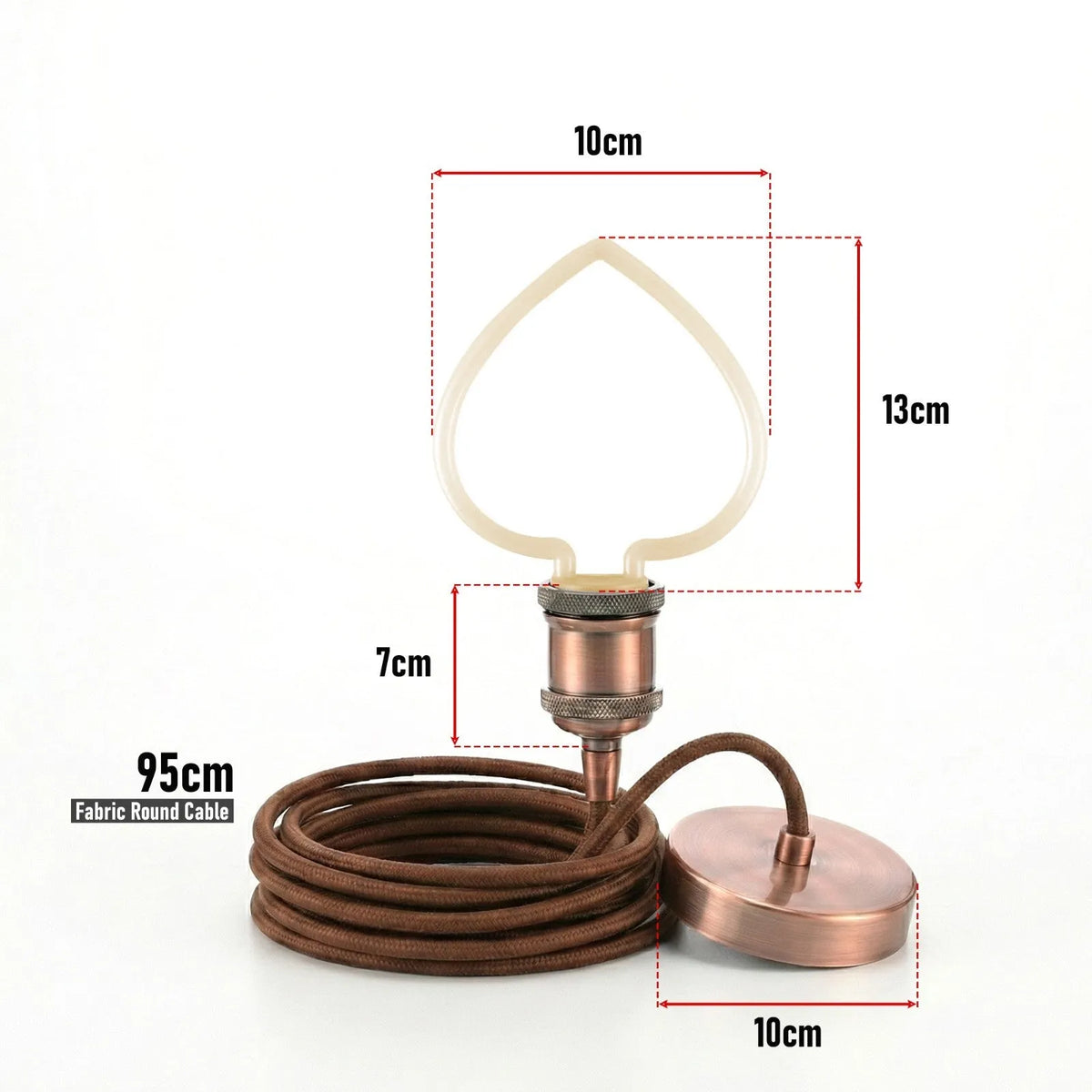 Copper Pendant Light – Novelty LED Filament Bulb or Metal Shade, E27 - photo 6