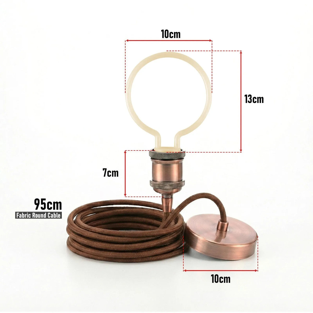 Copper Pendant Light – Novelty LED Filament Bulb or Metal Shade, E27 - photo 7