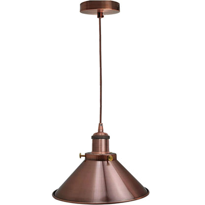 Copper Pendant Light – Novelty LED Filament Bulb or Metal Shade, E27 - Copper, Flat Cone 22 cm Copper, Without Bulb