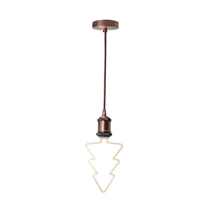 Copper Pendant Light – Novelty LED Filament Bulb or Metal Shade, E27 - Copper, No Shade, Christmas Tree Bulb, Novelty LED Filament Bulb