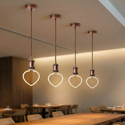 Copper Pendant Light – Novelty LED Filament Bulb or Metal Shade, E27