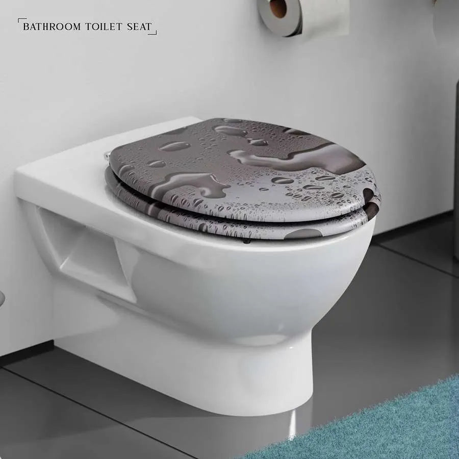 Printed MDF Toilet Seat – Quick Release, Top Fixing, 4 Designs - Water Droplets