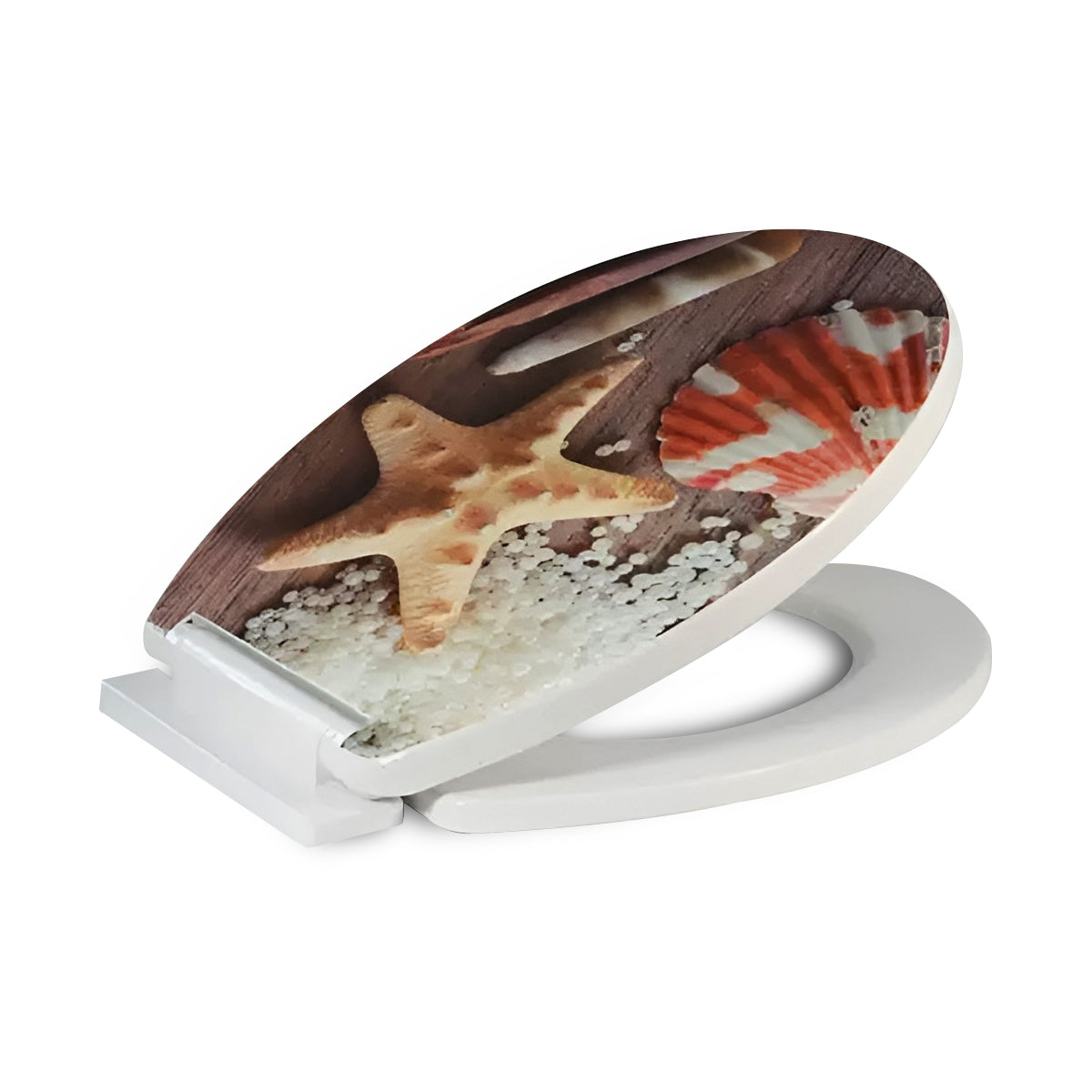 Printed MDF Toilet Seat – Quick Release, Top Fixing, 4 Designs - Starfish & Shells