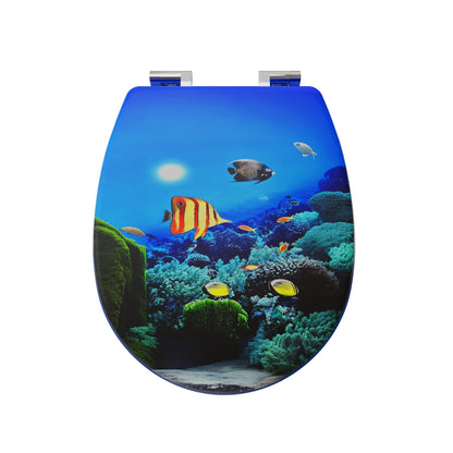 Printed MDF Toilet Seat – Quick Release, Top Fixing, 4 Designs - Tropical Fish