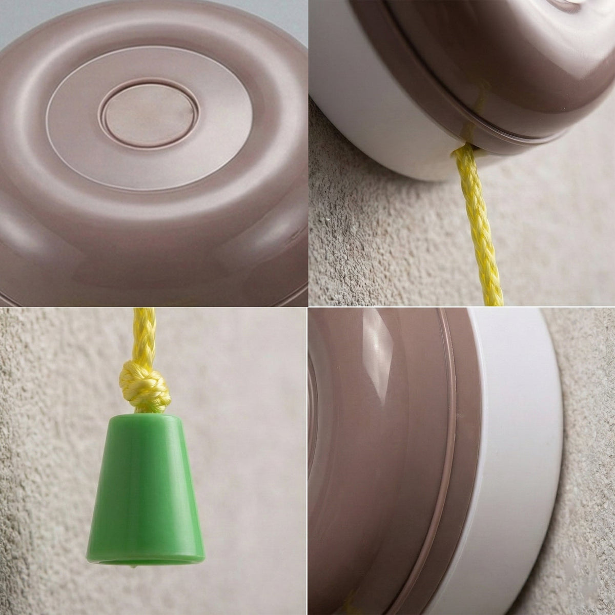Pull Cord Light Switch 16A ON/OFF – Brown, 80 cm Cord - photo 3