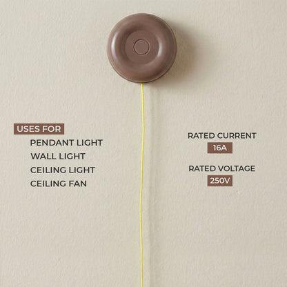 Pull Cord Light Switch 16A ON/OFF – Brown, 80 cm Cord - photo 5