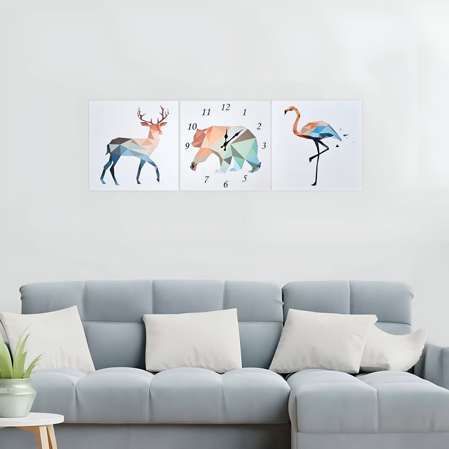 Deer Bear Flamingo Animal Painting Clock