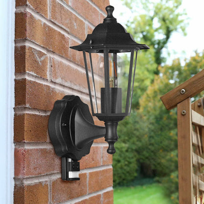 Outdoor Lantern Wall Light with PIR Sensor IP44 – Black, E27 - photo 3