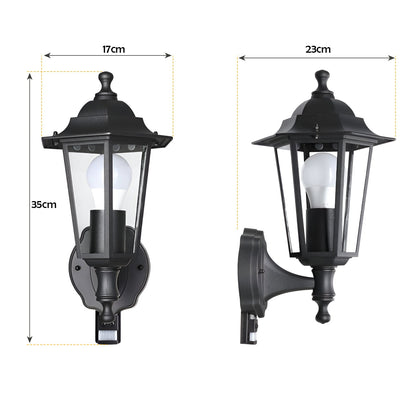 Outdoor Lantern Wall Light with PIR Sensor IP44 – Black, E27 - photo 7