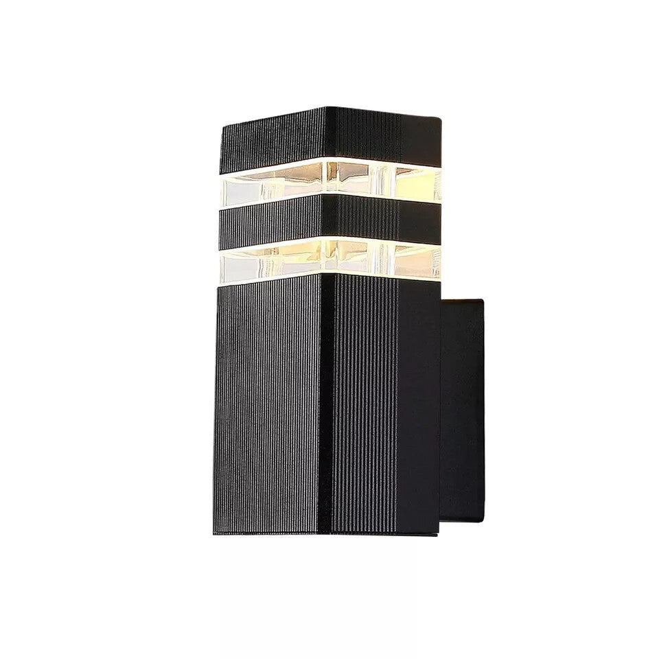 Outdoor Up Down Wall Light IP54 – Black, E27 - Black, No Shade, T45 LED Bulb 4W