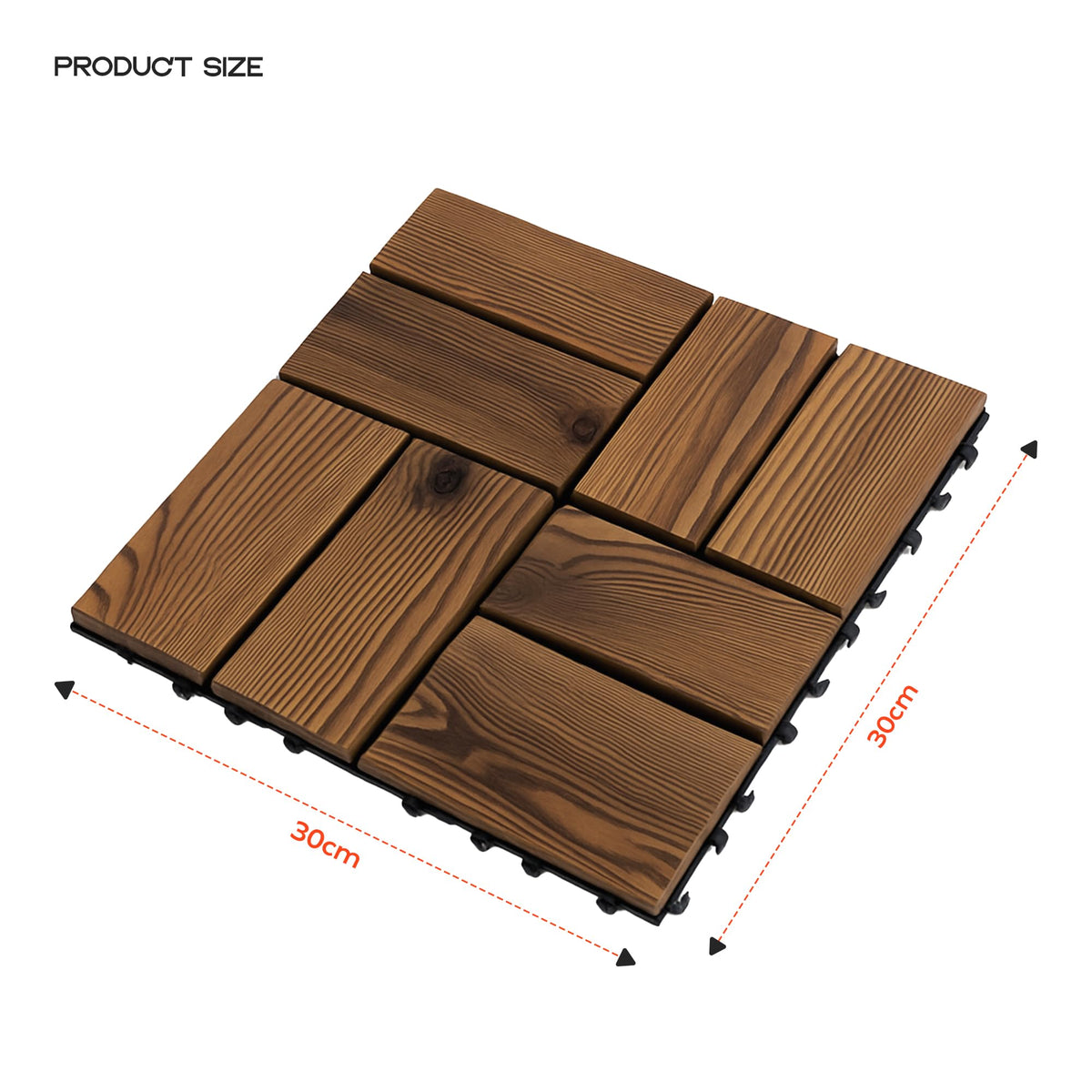 Acacia Wood Interlocking Deck Tiles – 30 x 30 cm, Packs of 4 or 12 - photo 3