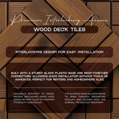 Acacia Wood Interlocking Deck Tiles – 30 x 30 cm, Packs of 4 or 12 - photo 6