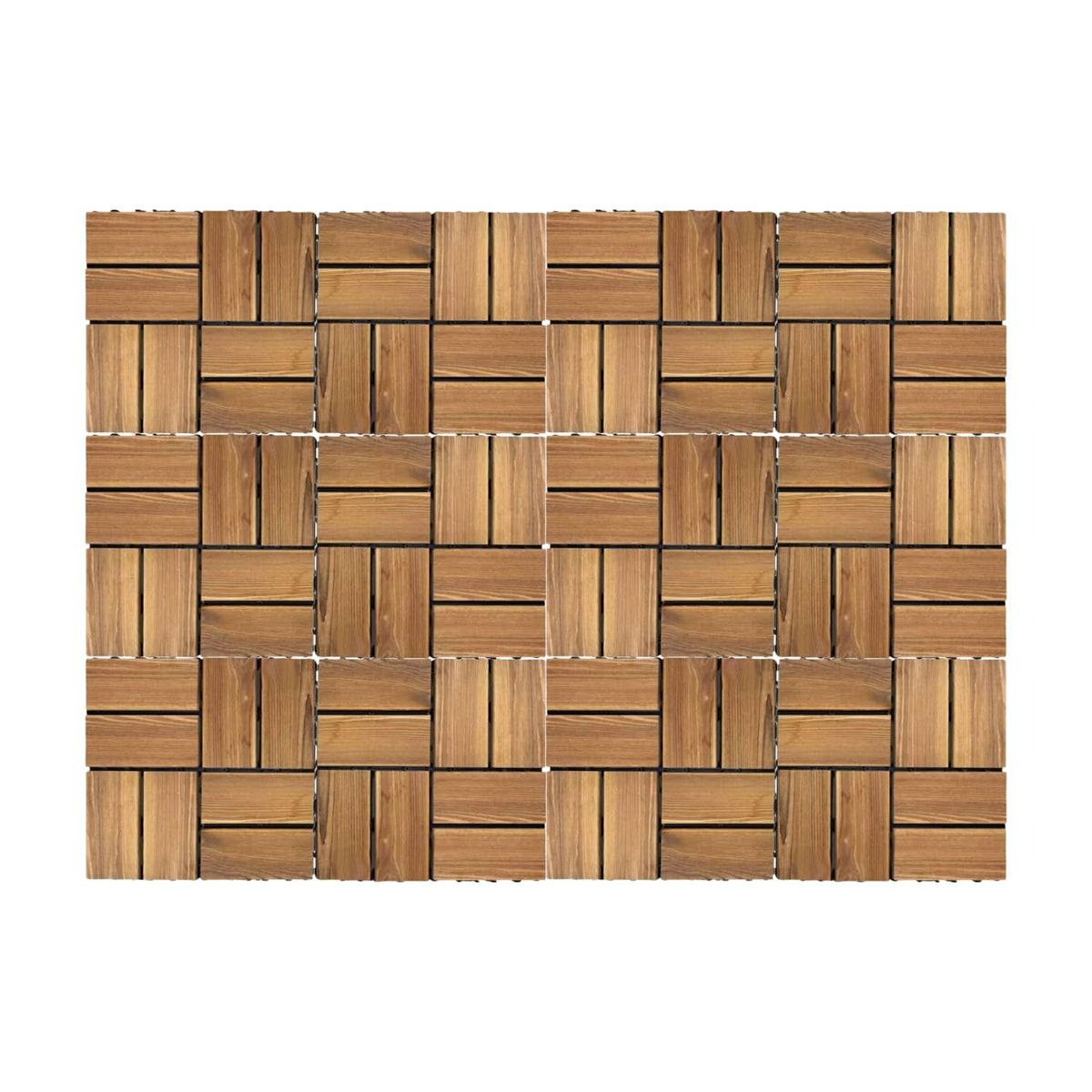 Acacia Wood Interlocking Deck Tiles – 30 x 30 cm, Packs of 4 or 12 - 12 Tiles