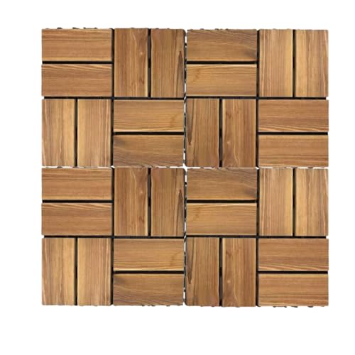 Acacia Wood Interlocking Deck Tiles – 30 x 30 cm, Packs of 4 or 12 - 4 Tiles