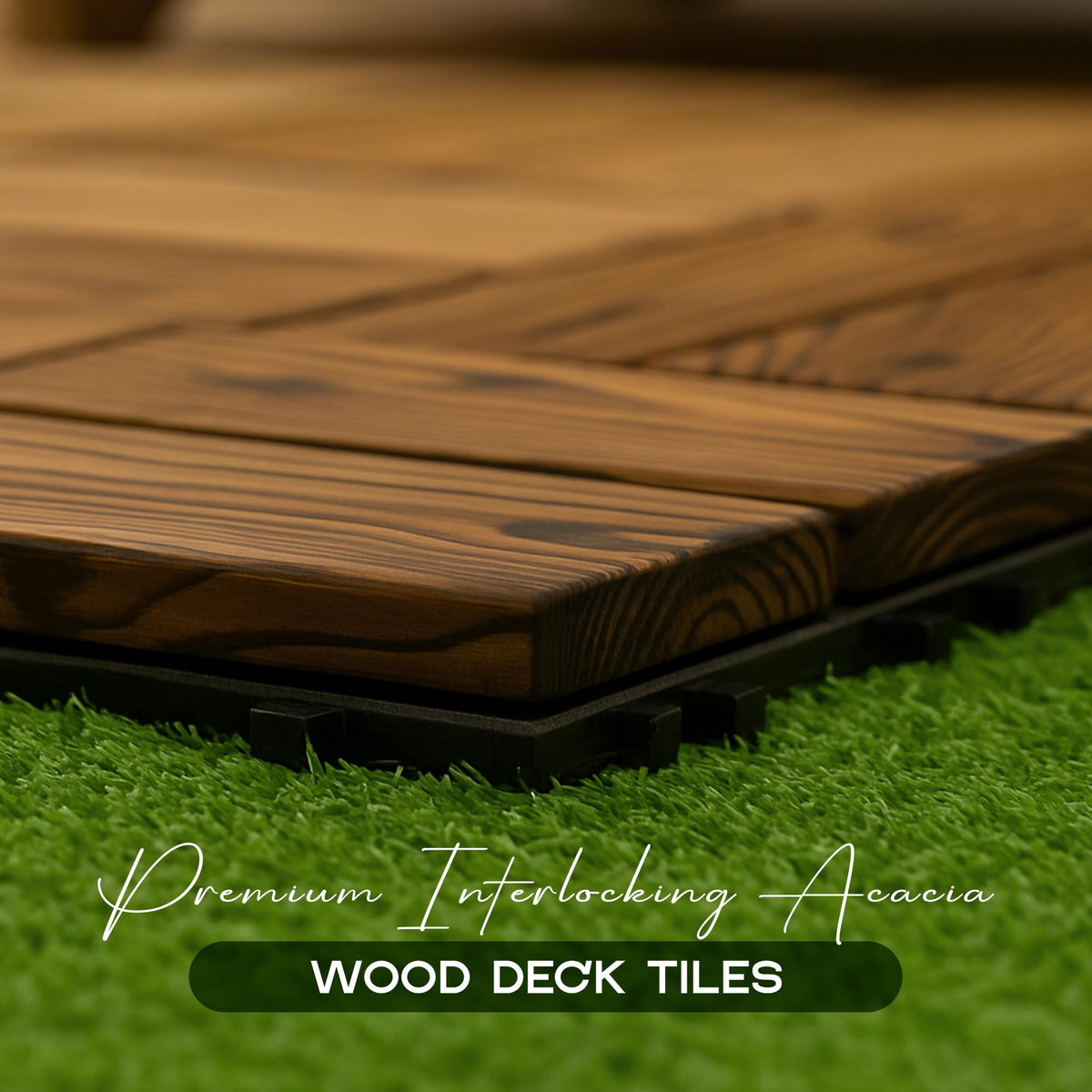 Acacia Wood Interlocking Deck Tiles – 30 x 30 cm, Packs of 4 or 12 - photo 2