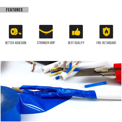 PVC Electrical Insulation Tape, 10 Rolls – 17 mm x 9 m, Red, White or Blue - photo 3