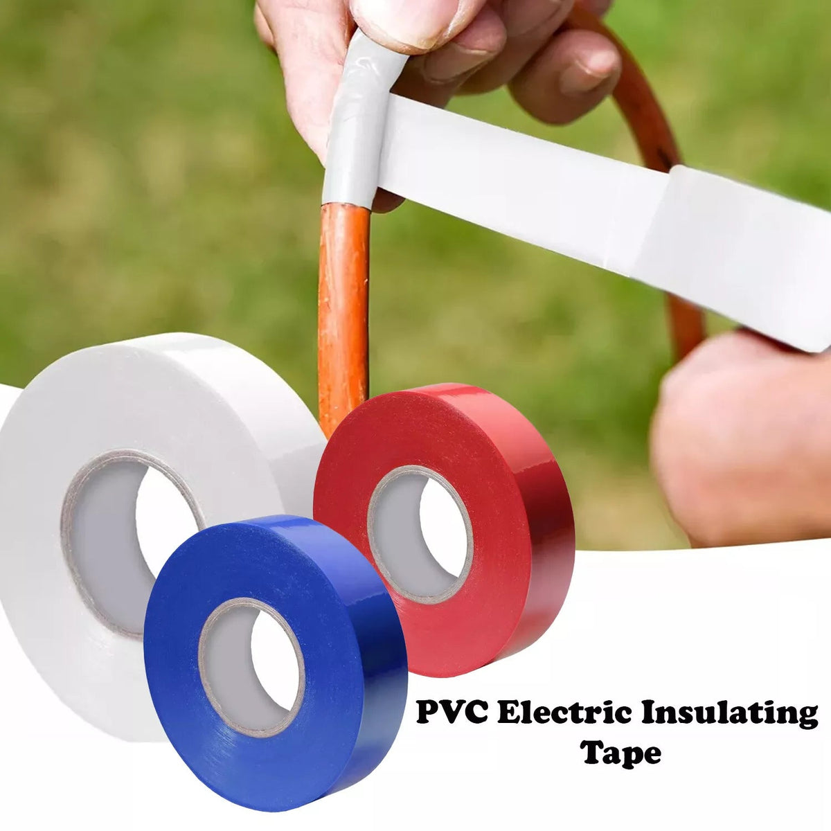 PVC Electrical Insulation Tape, 10 Rolls – 17 mm x 9 m, Red, White or Blue