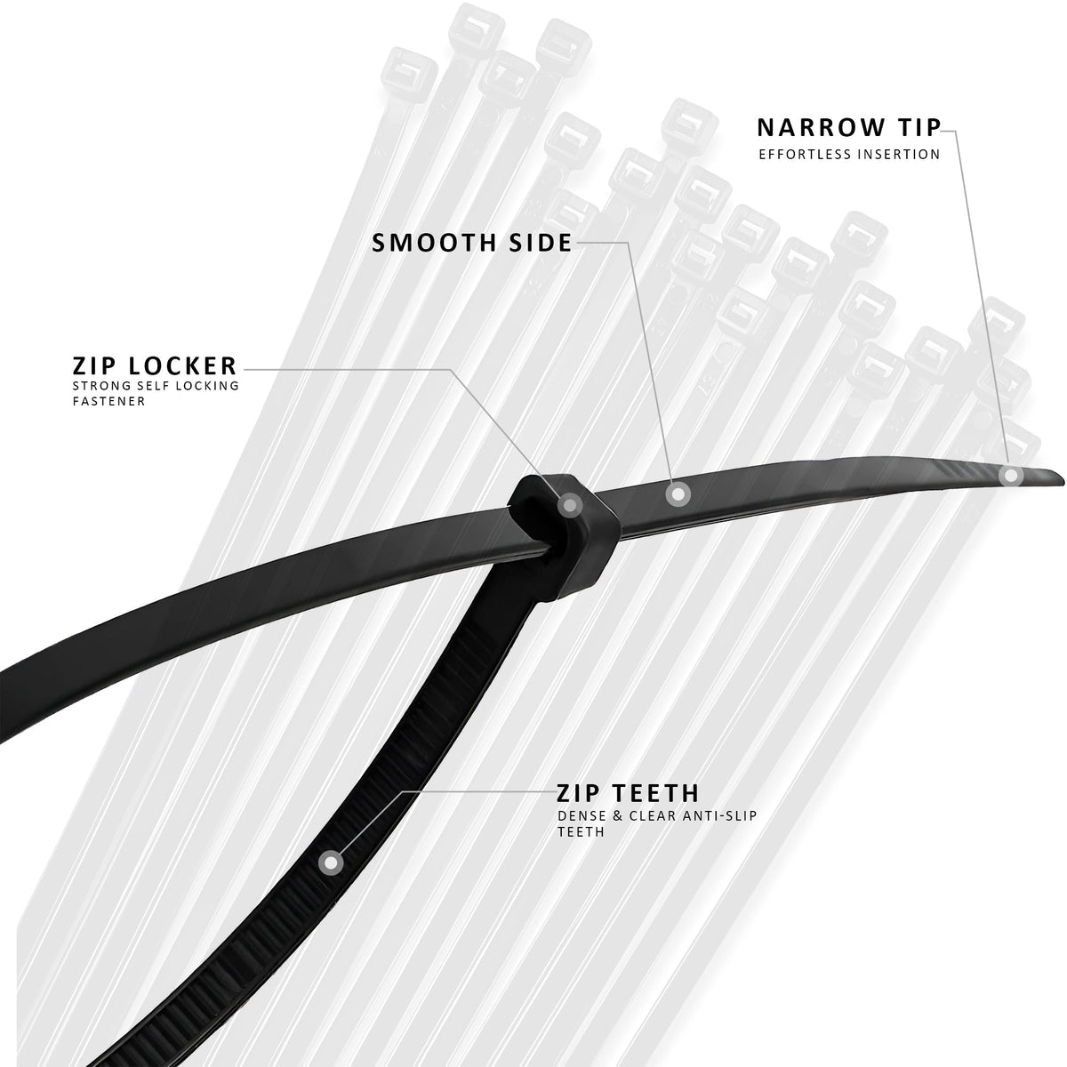 Black Nylon Cable Ties, Pack of 100 – 7 Sizes, 150 to 700 mm - photo 11