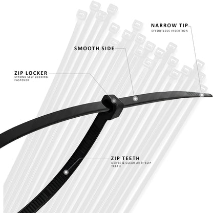 Black Nylon Cable Ties, Pack of 100 – 7 Sizes, 150 to 700 mm - photo 11